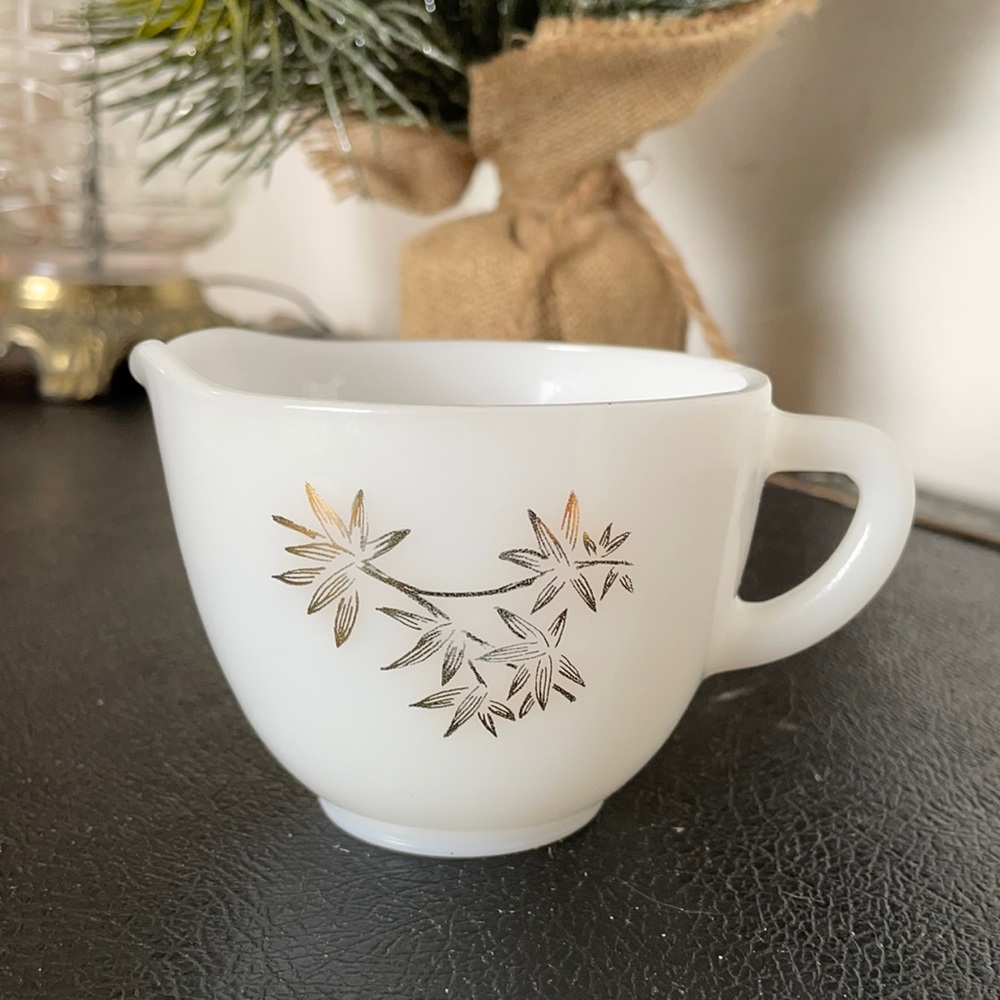 Federal Milk Glass 60’s Golden Glory Cream Pitcher
